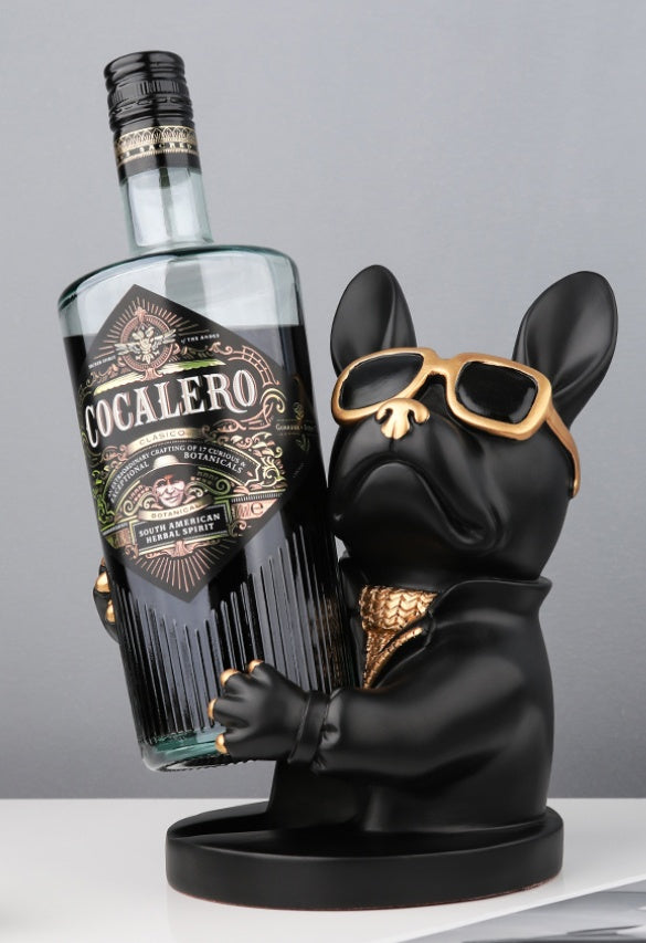 Handgefertigter Hund-Flaschenhalter aus Resin