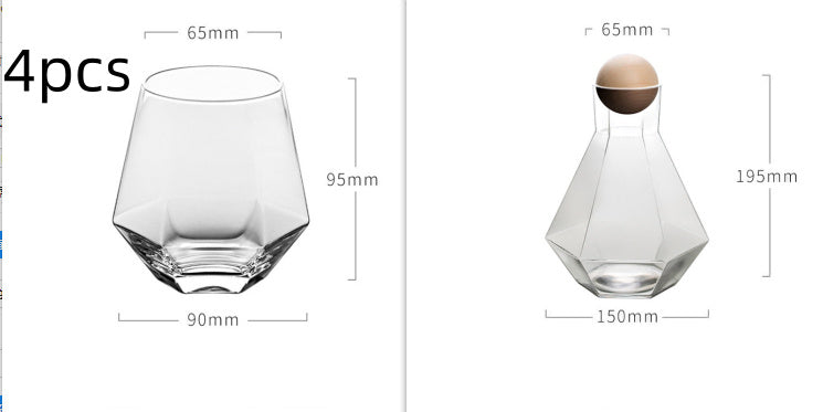 4 Diamantgläser mit passender Diamantglaskaraffe