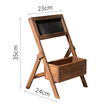 Holzblumenbox mit schwarzer Tafel