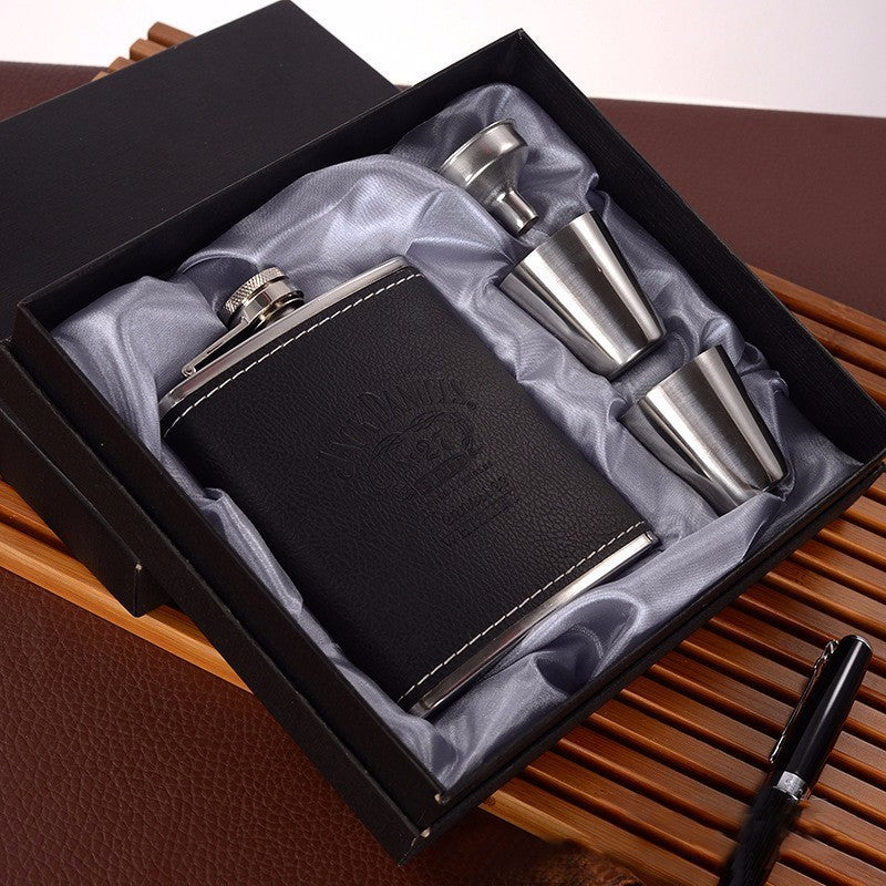Edelstahl-Flachmann-Set in Geschenkbox "Jack Daniels Design*